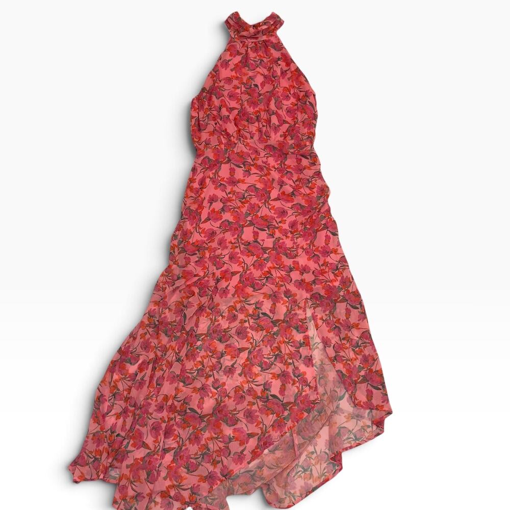 Dee Elle Pink Floral Rose Halter Neck Midi Dress Wedding Blogger M New